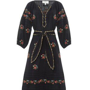 THE GREAT. The Prairieland Dress. Black with Moonflower Embroidery Small/1